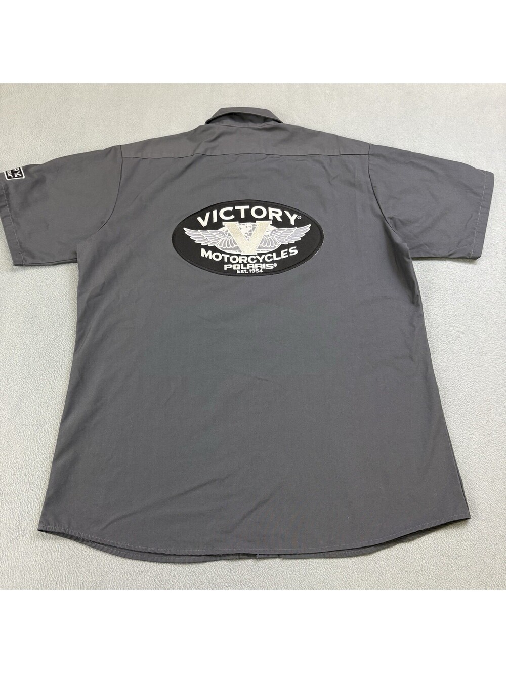 Victory Motorcycles Polaris Mechanic Button Up Shirt Size Larg Gray